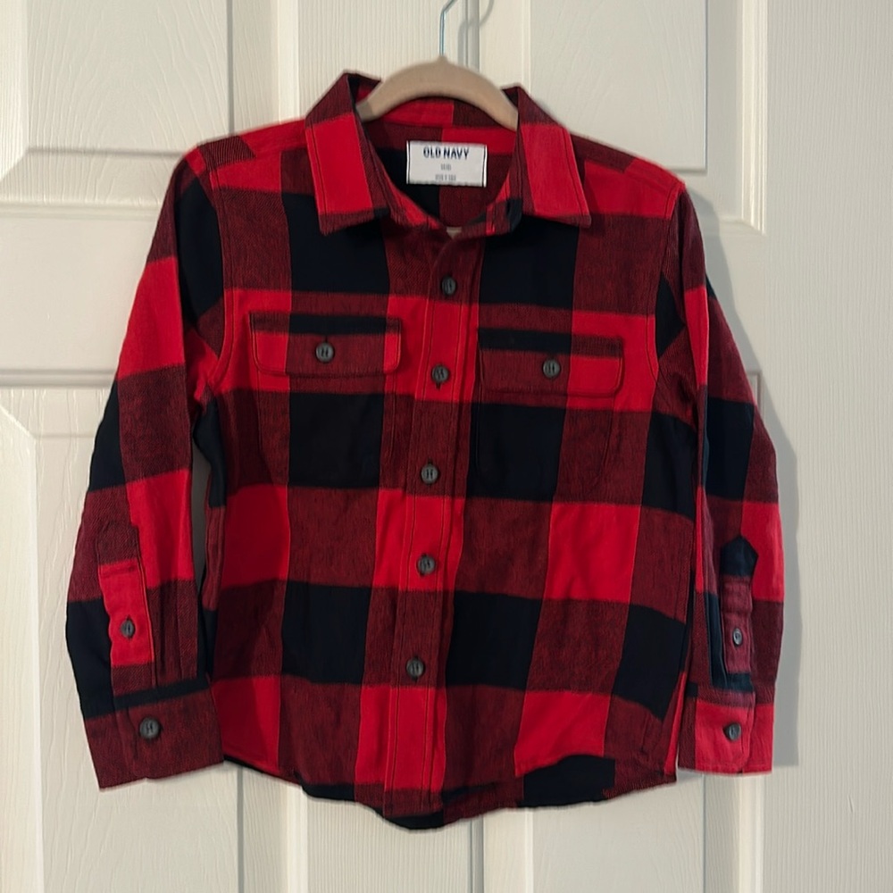Old Navy boys buffalo plaid flannel shirt NWT